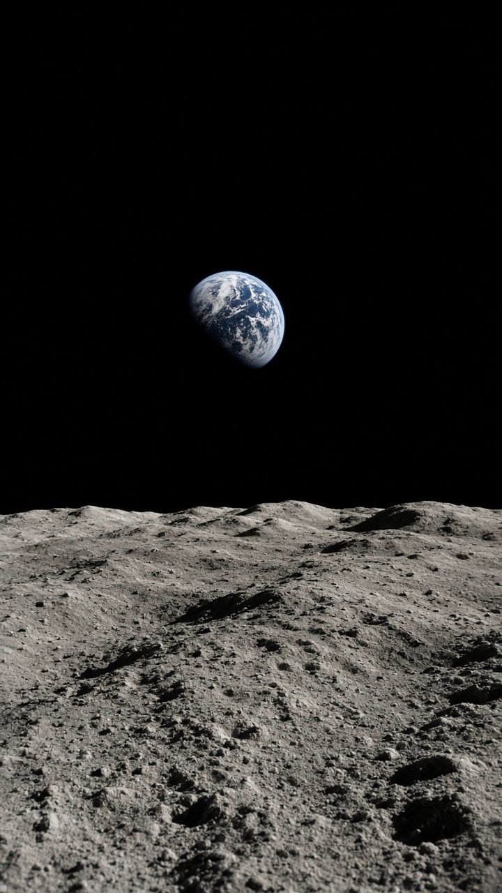 The Earth seen from the surface of the Moon.