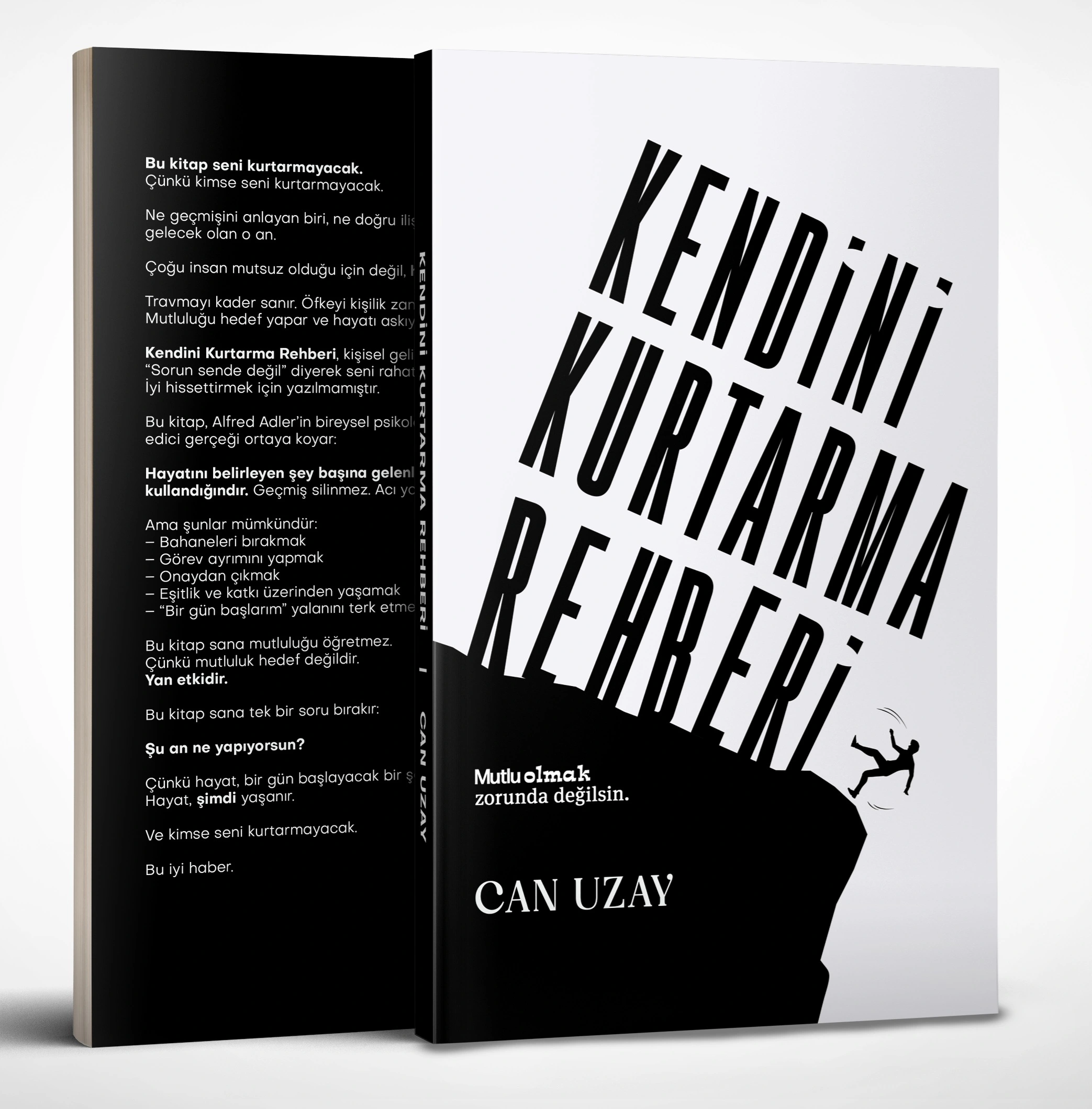 Kendini Kurtarma Rehberi, Can Uzay'ın kitabının ön ve arka kapağı